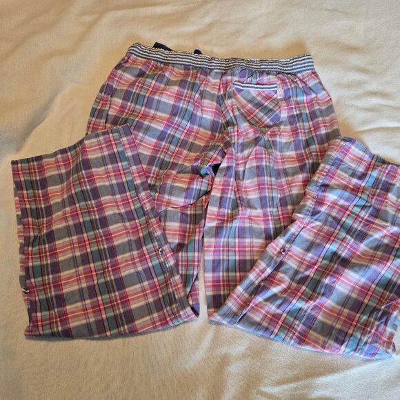 Victorias Secret Med M Lounge PJ Pants Blue Checks Loungewear Pajama Drawstring - Picture 15 of 15